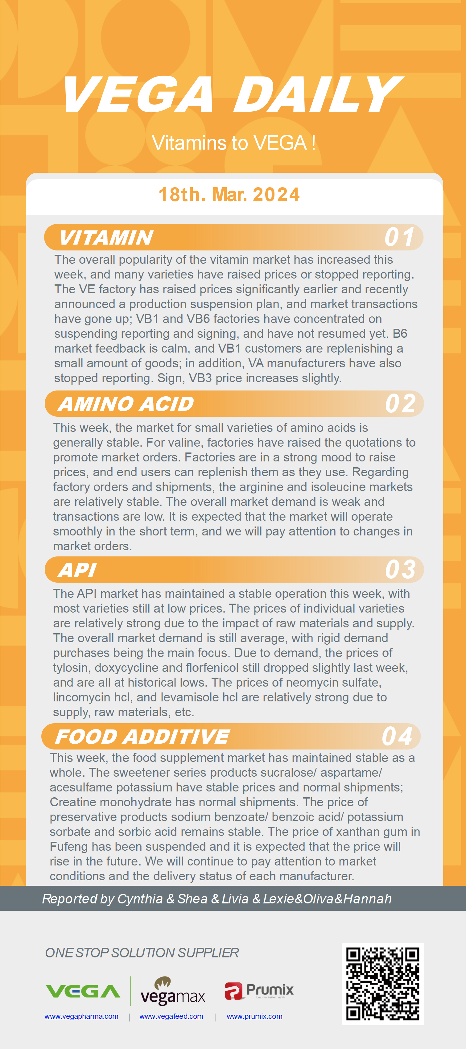 Vega Daily Dated on Mar 18th 2024 Vitamin Amino Acid APl Food Additives.png